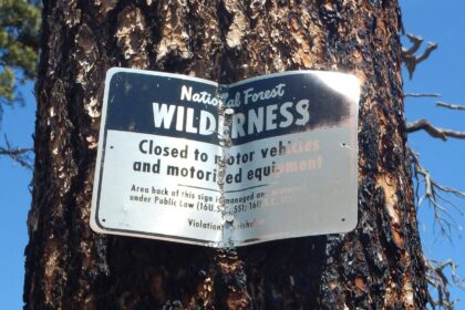 Bear Wallow Wilderness, backpacking, Forest Service sign, May