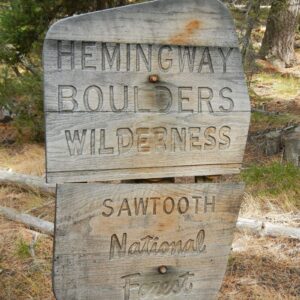 Hemingway-Boulders Wilderness, Sawtooth National Forest sign, September
