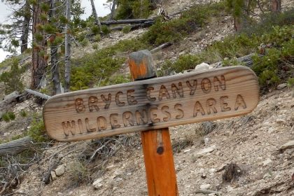 Bryce Canyon Backcountry, "wilderness" sign, May