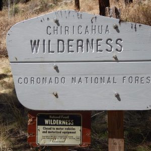 Chiricahua Wilderness, wilderness sign, April