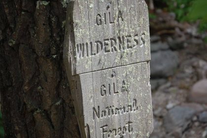 Gila Wilderness, backpacking, Forest Service sign, June