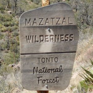 Mazatzal Wilderness, backpacking sign, March