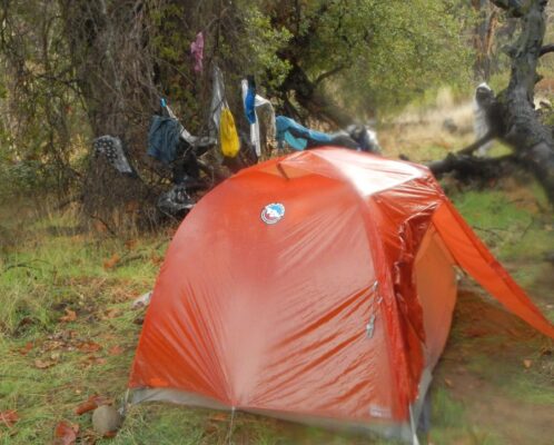 Soggy Sisquoc River camp about 1 hr after soaked Cindy rescued.