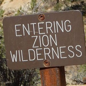 Zion Wilderness, wilderness sign, November